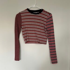 Striped Red and Black Long Sleeve Top